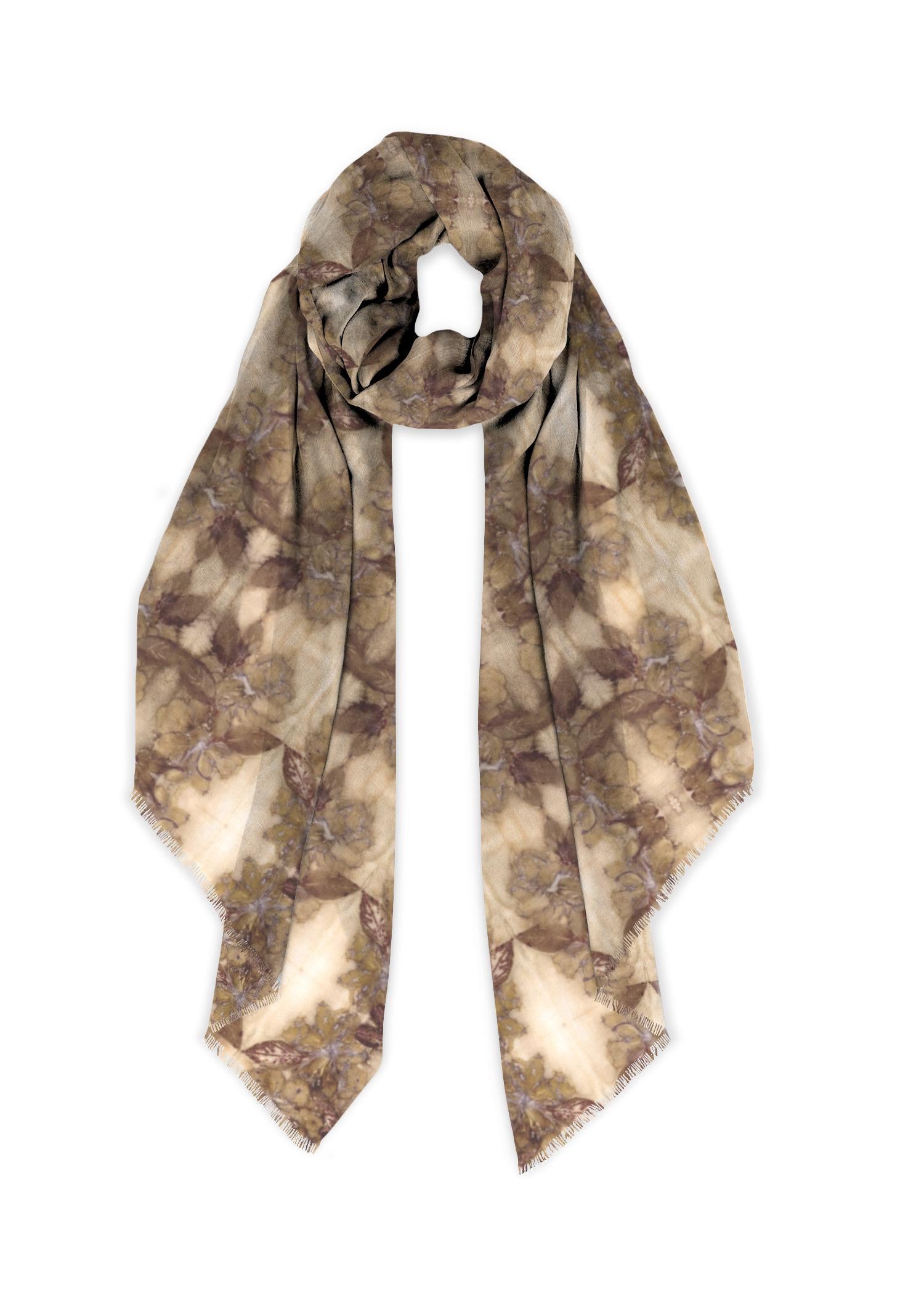eco printed silk scarf "amiyah"