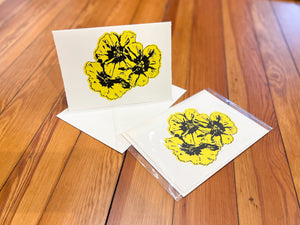 screen printed cards- yellow flower